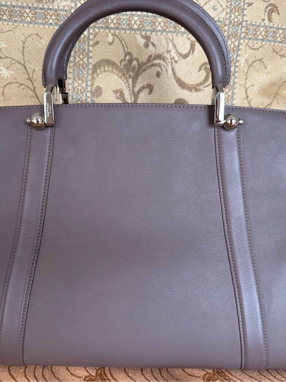 Structured Leather Satchel in Dusty Taupe